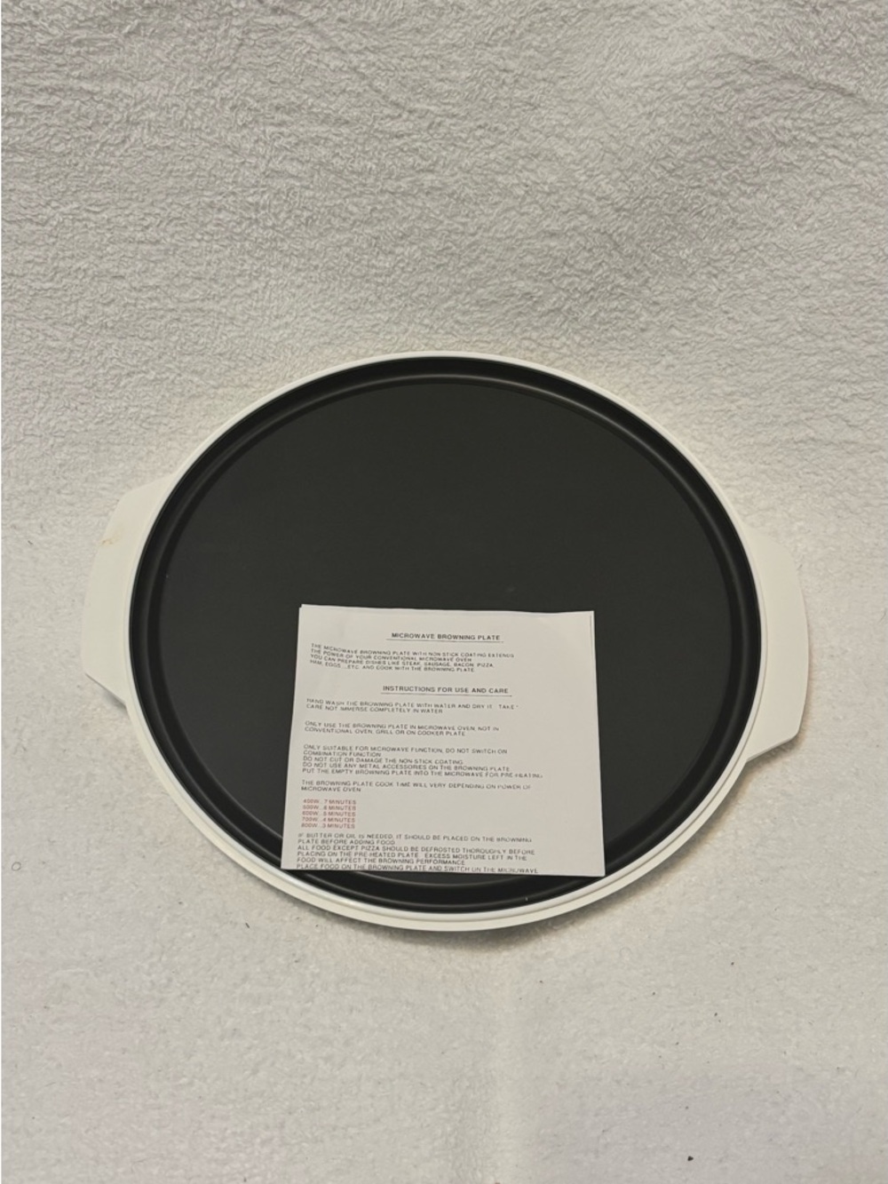Browning Black and White Microwave Browning Plate with Handles